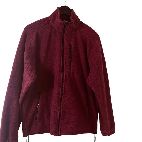 L.L. Bean Factory Store Men Maroon Red Fleece Jacket. Sz L - Picture 9 of 10